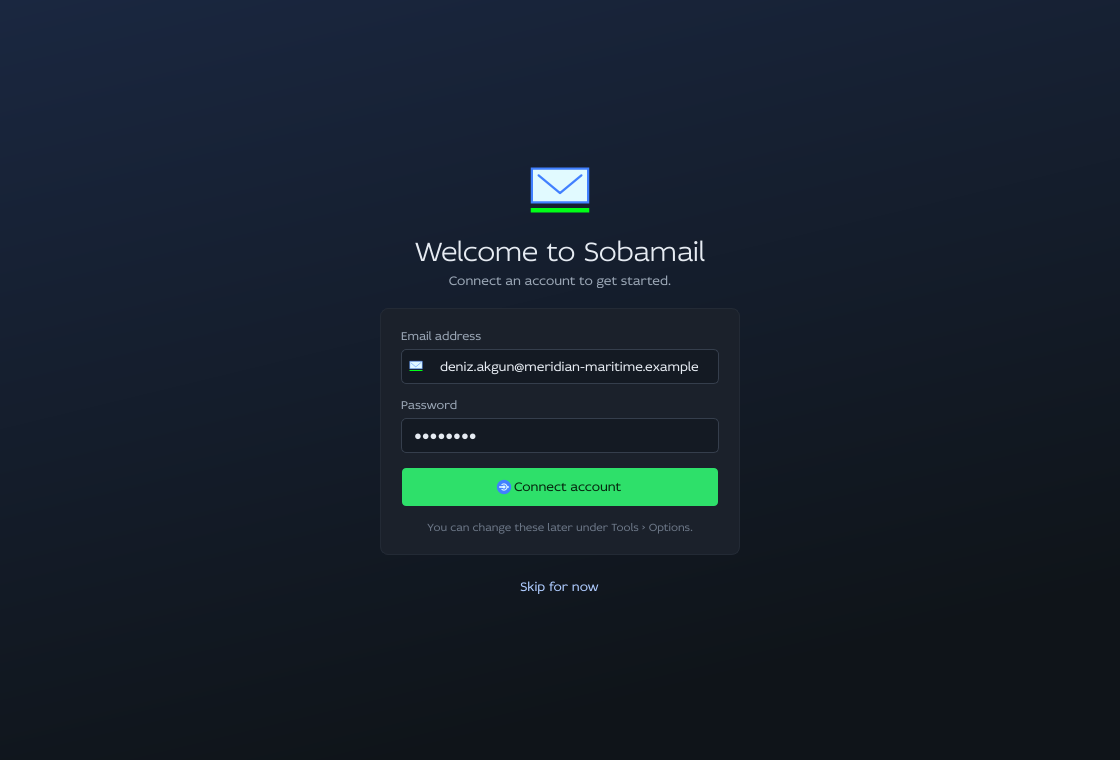 The welcome screen in Modern Dark